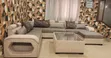 Modern Beige L-Shaped Sectional Sofa with Coffee Table - 1