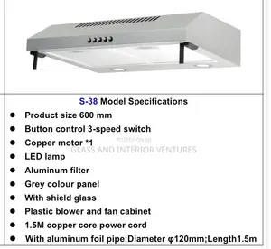 Range Hood / Kitchen Heat Extractor - Model S-38