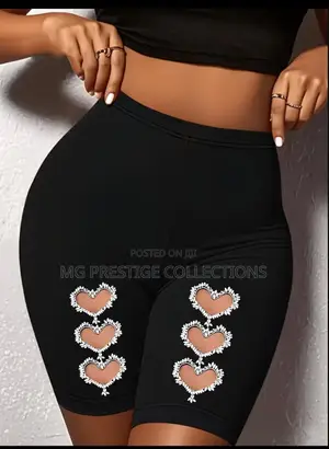 Women's High-Waist Biker Shorts with Heart Cutouts