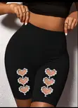 Women's High-Waist Biker Shorts with Heart Cutouts - 1