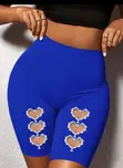 Women's High-Waist Biker Shorts with Heart Cutouts - 2