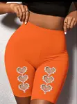 Women's High-Waist Biker Shorts with Heart Cutouts - 3