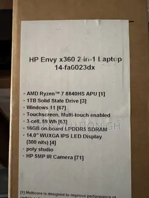 New HP Envy x360 14 Laptop - Ryzen 7, 16GB RAM, 1TB SSD