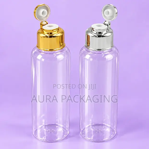 Clear PET Plastic Bottles with Flip Caps - 1