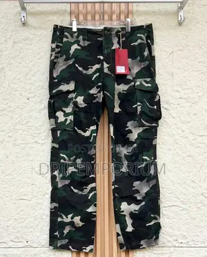 Camo Cargo Trousers - Black/Grey/White Splatter