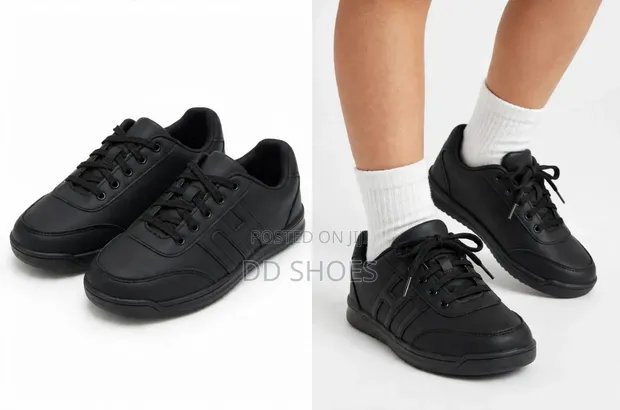 Kids Black School Shoes - 1