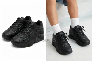 Kids Black Chunky School Shoes