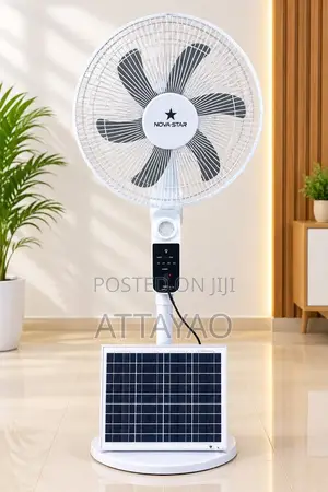 Solar Rechargeable Fan with 2 Bulbs & Phone Charger