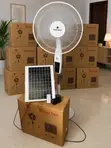 Solar Rechargeable Fan with 2 Bulbs & Phone Charger - 2