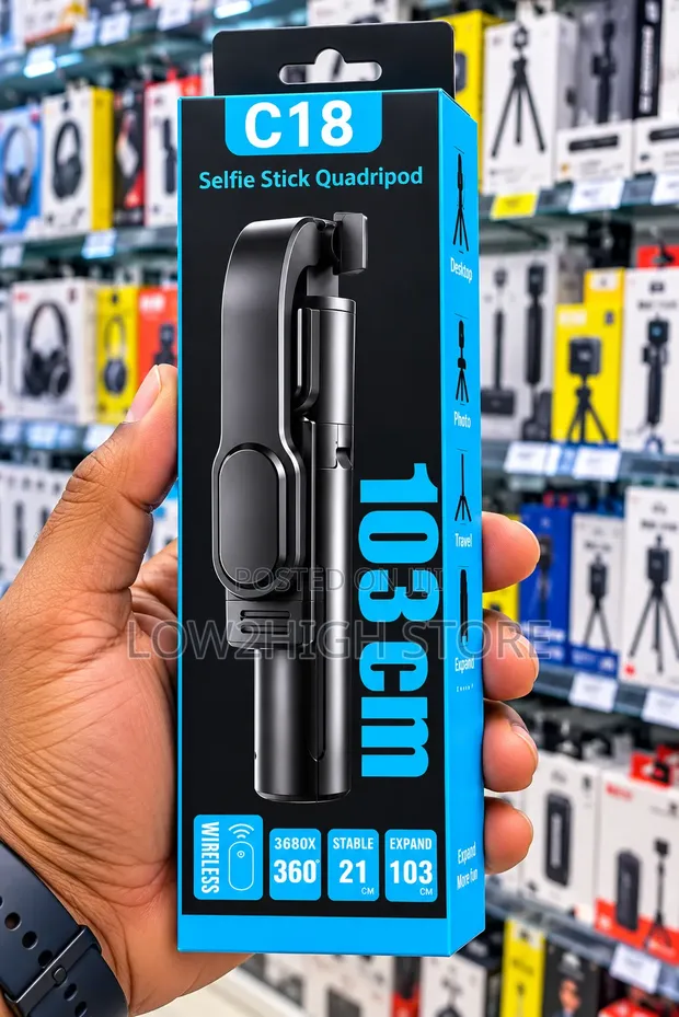 C18 Selfie Stick Quadripod with Bluetooth Remote - 1