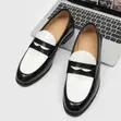 Original White and Black Leather Moccasin Loafers - 1