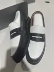 Original White and Black Leather Moccasin Loafers - 4