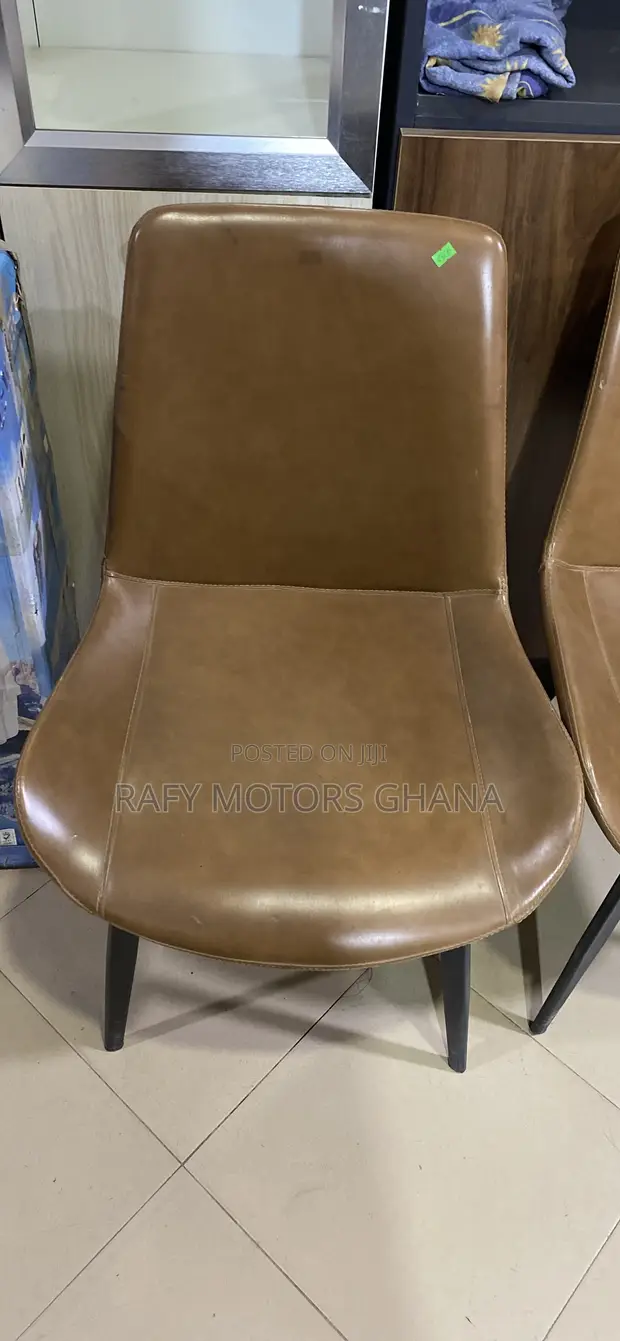 Modern Brown Faux Leather Accent Chair with Black Metal Legs - 1