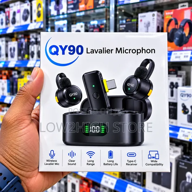 QY90 Dual Wireless Lavalier Microphone - 1