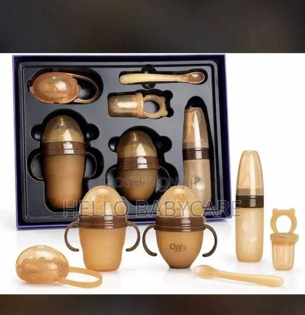 Baby Silicone Bottle Set - Brown - 1