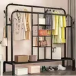 Heavy-Duty Double Pole Clothes Hanger with Shelves - 2