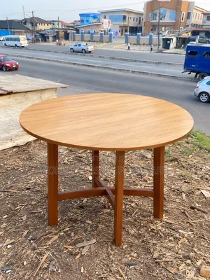 Round Wooden Dining Table with 4 Padded Chairs