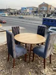 Round Wooden Dining Table with 4 Padded Chairs - 3