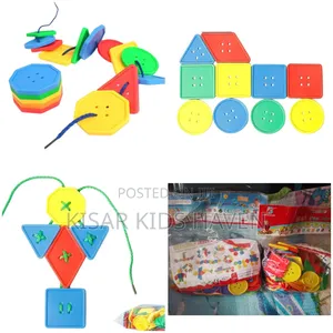 Educational Geometric Buttons Threading for Kids 1-3 Years