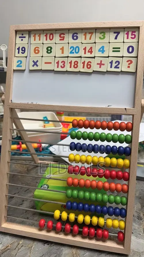 Wooden Abacus with Magnetic Stickers and Pen - 1