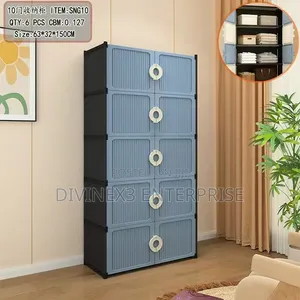 5-Layer Modular Storage Cabinet with Double Doors