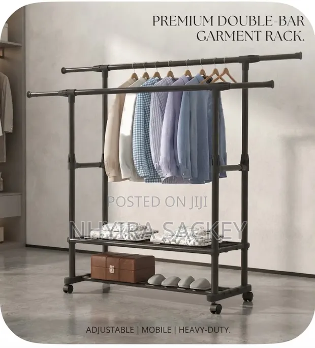 Double Clothing Rack with Shoe Shelf - 1