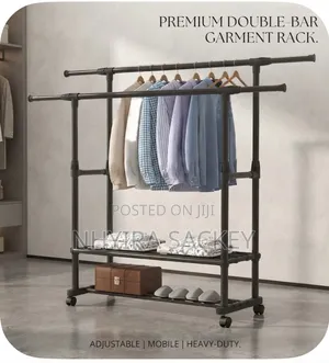 Double Clothing Rack with Shoe Shelf