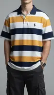 Men's Striped Polo Shirt - Premium Casual Wear - 2