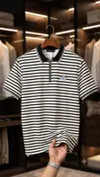 Men's Striped Half-Zip Polo Shirt - 3