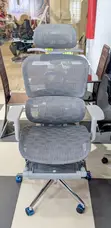 Ergonomic Mesh Office Chair with Headrest & Footrest - Grey - 1
