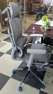 Ergonomic Mesh Office Chair with Headrest & Footrest - Grey - 4
