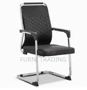Office Waiting Chair - Black Leather