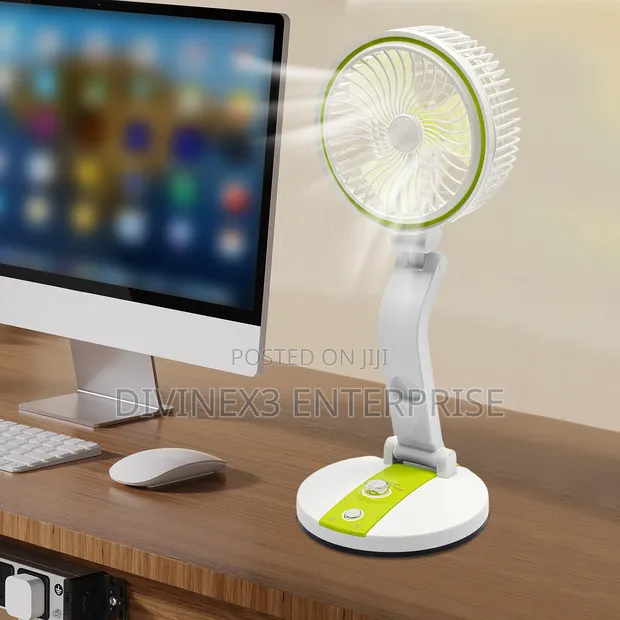 Rechargeable Foldable Desk Fan with LED Light - 1