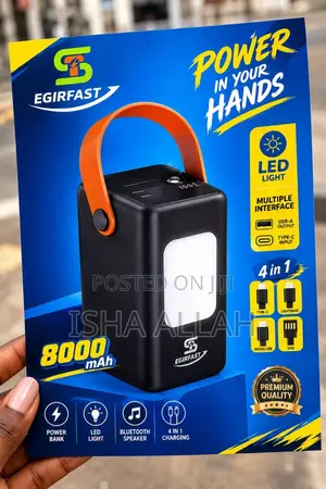 EGIRFAST 8000mAh Power Station with Bluetooth Speaker & LED Light