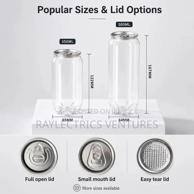 Plastic Jars/Cans - 330ml & 500ml - 1