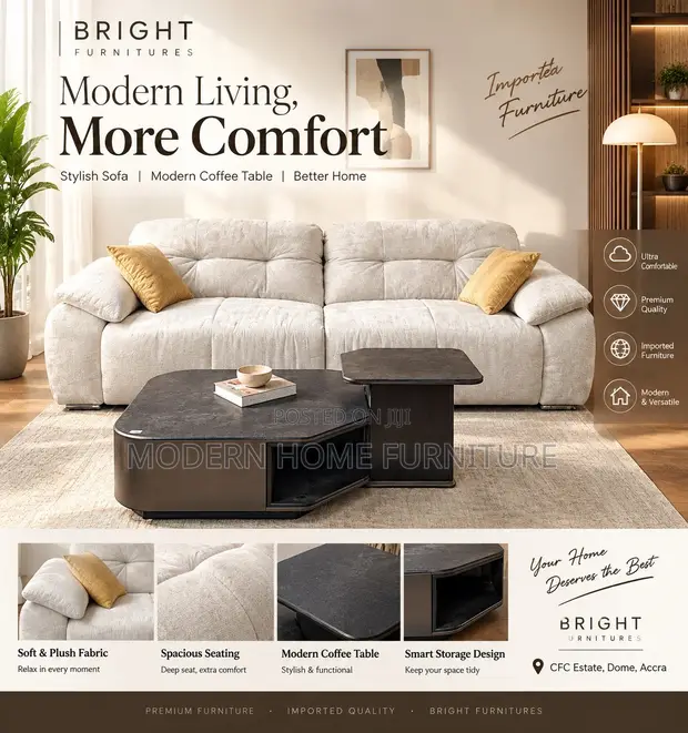 Premium White Fabric Sofa | Imported | Elegant & Comfortable - 1