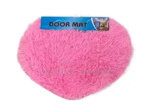 Pink Heart Fluffy Shaggy Doormat - Soft Bedroom Mat
