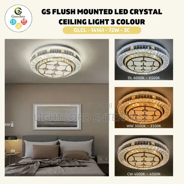 Flush Mounted Crystal Ceiling Light - 1