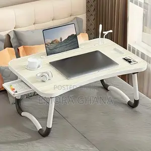 Foldable Laptop & Bed Table with Drawer, USB, Fan