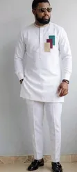 Men's White Kaftan Senator Wear - 3