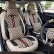 G Pattern Beige & Black Seat Covers + Pillows + Steering Wheel Cover - 1