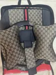 G Pattern Beige & Black Seat Covers + Pillows + Steering Wheel Cover - 2