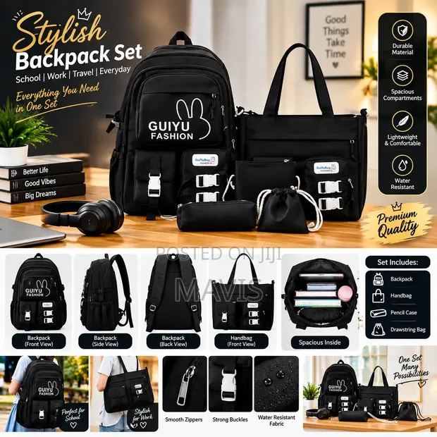 4-in-1 School Bag Set with Tote and Pencil Case - 1