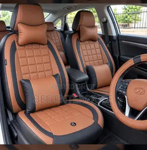 Brown & Black Universal Seat Covers - Full Set with Steering Cover