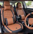 Brown & Black Universal Seat Covers - Full Set with Steering Cover - 1