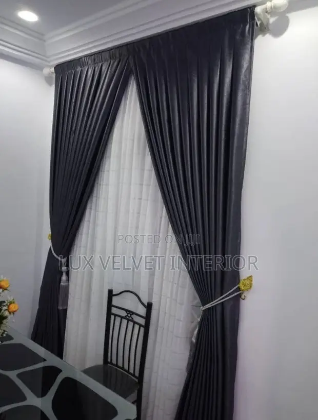 Quality Velvet Window Curtains with Sheer Inner - 1