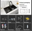Luxury Double Bowl Black Stainless Steel Sink - 2