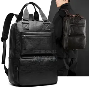Luxury PU Leather Business Backpack for Men - Black