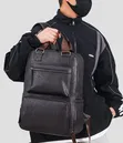 Luxury PU Leather Business Backpack for Men - Black - 4