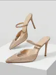 Ladies Gold Pointed Heel Shoes - 1